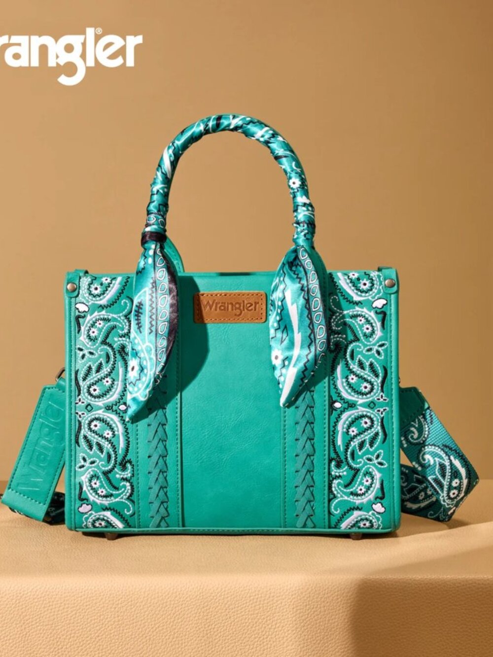 Wrangler Braided Paisley Bandana Tote Bag - Turquoise